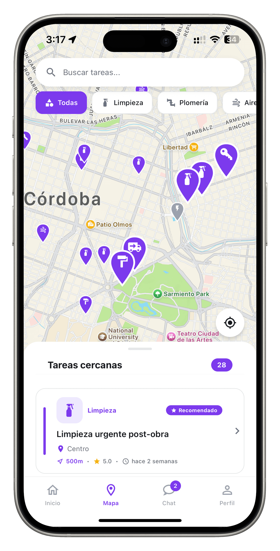 Vista profesional de la app Tegu
