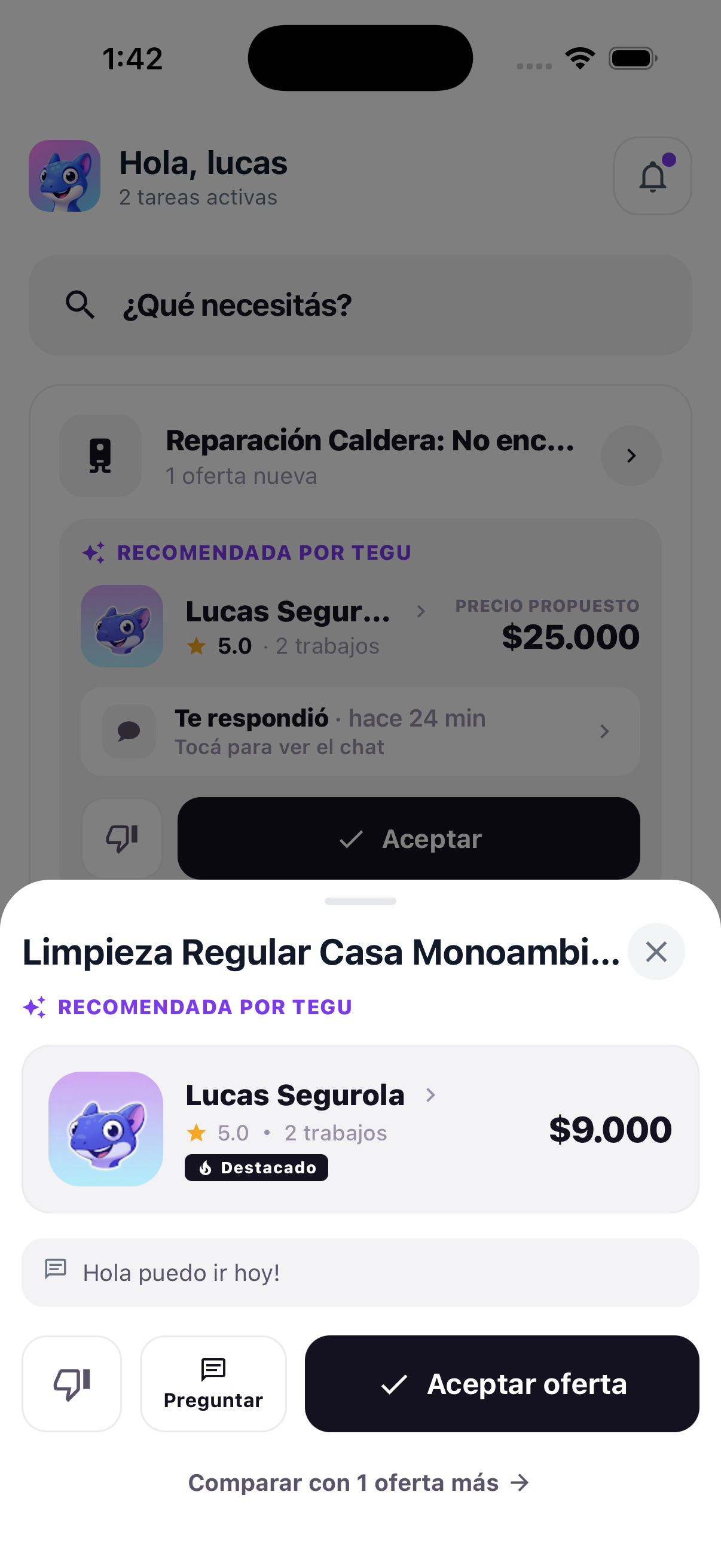 La oferta entra al frente.