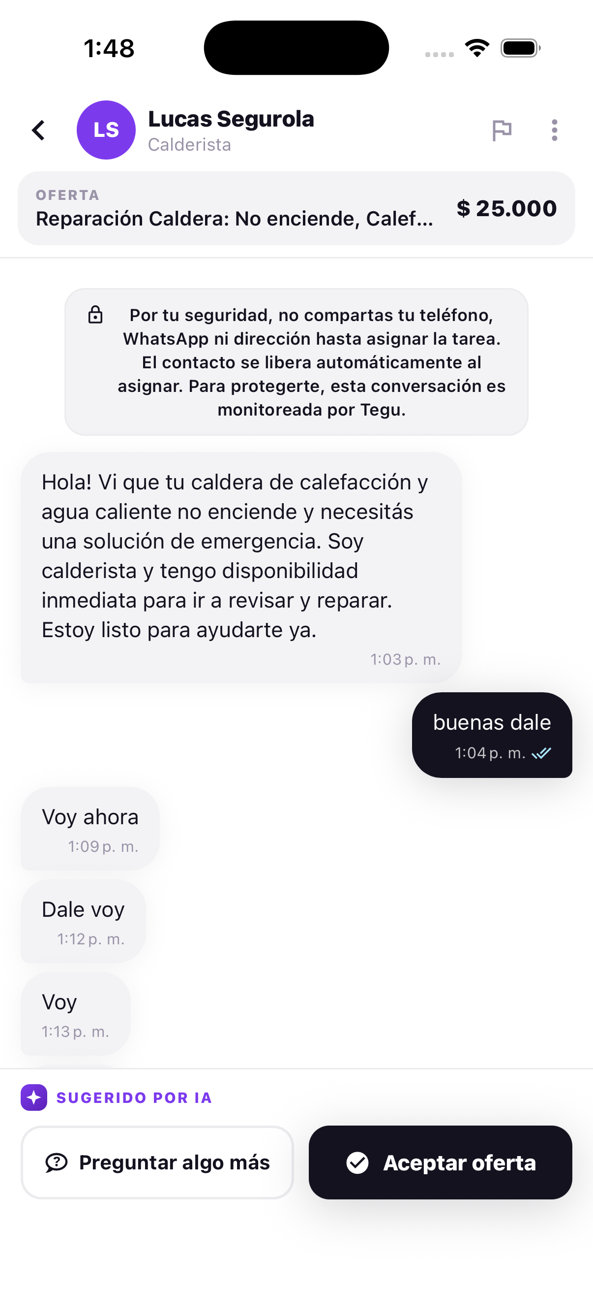 El chat te cuida y te sugiere el próximo paso.